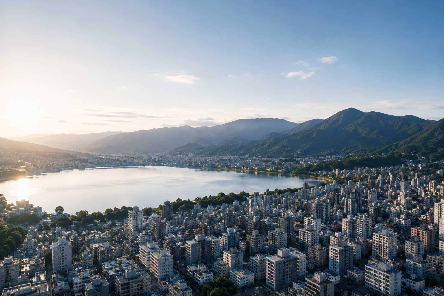 札幌・湖と山なみの空撮イメージ