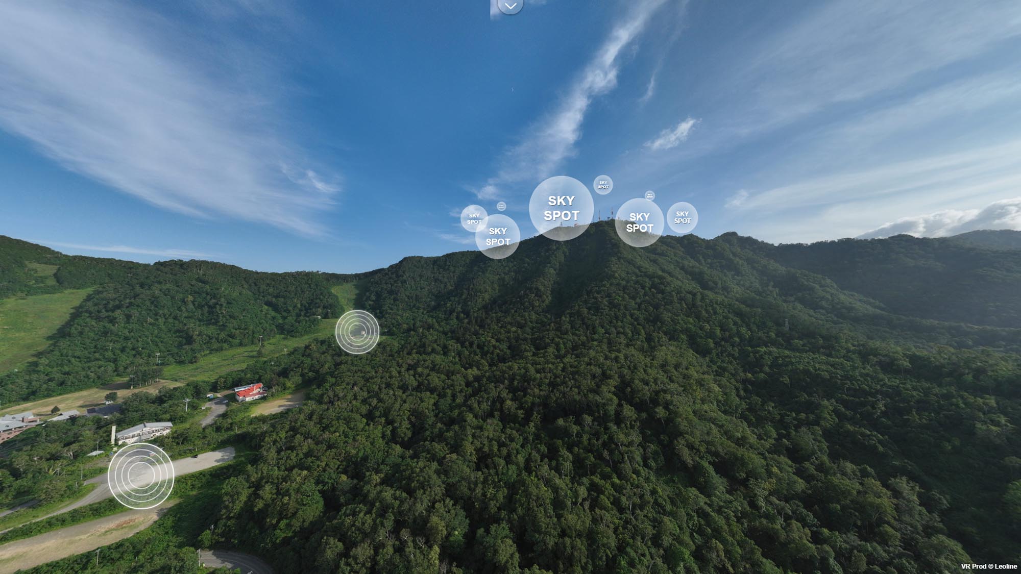 手稲山VR 山頂とSKY SPOTを見渡す画面